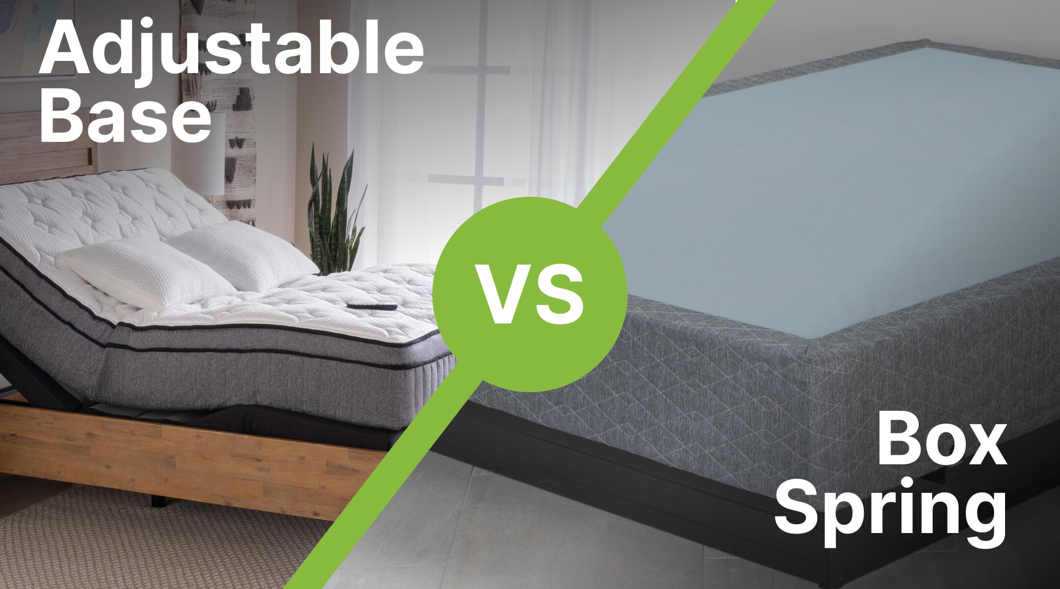 Box spring vs. an adjustable bed side-by-side comparison.
