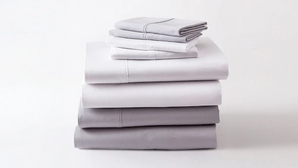 Split king sheet set by GhostBed in gray and white