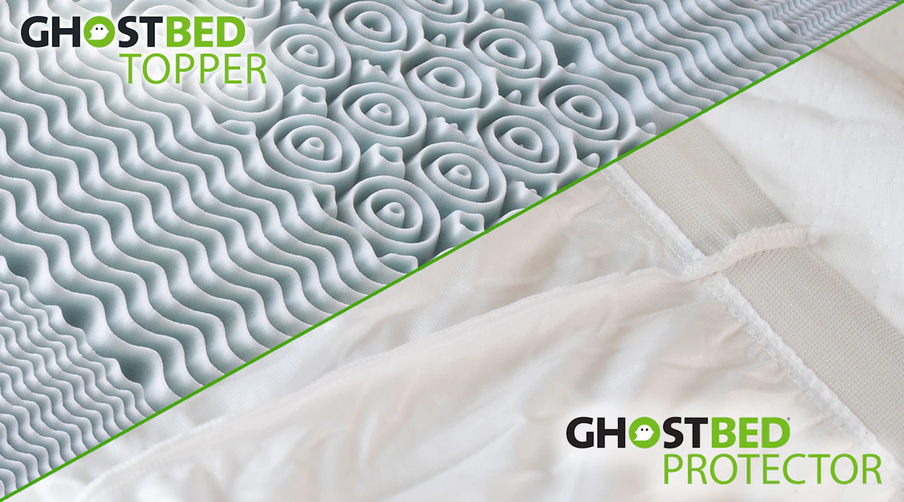GhostBed 3 inch Cooling Gel Memory Foam Mattress Topper - Waterproof Cover, Protector & Topper in One - Full