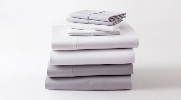 Supima cotton deep pocket sheet set by GhostBed in gray and white
