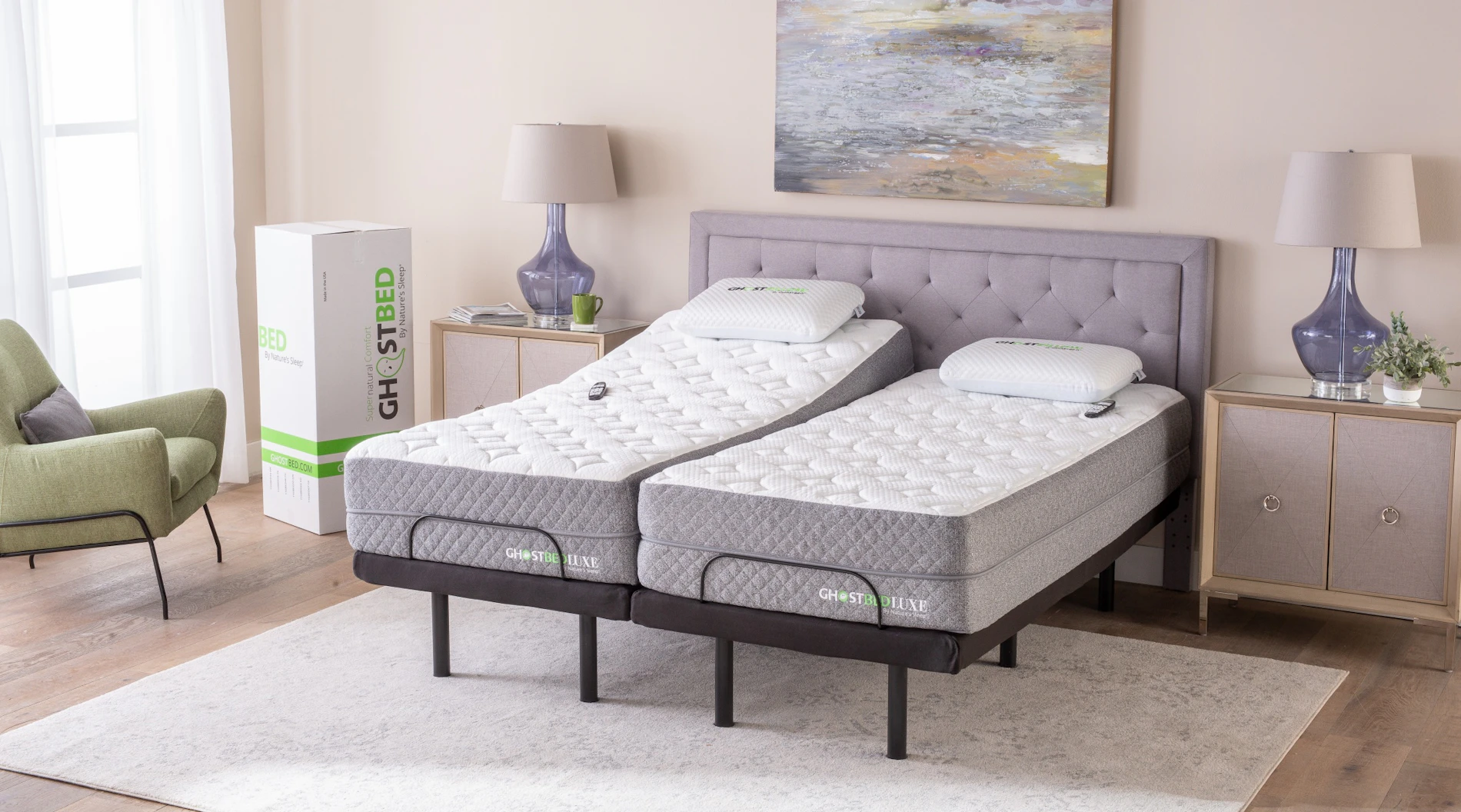 GhostBed Luxe Split King Adjustable Bed Base.