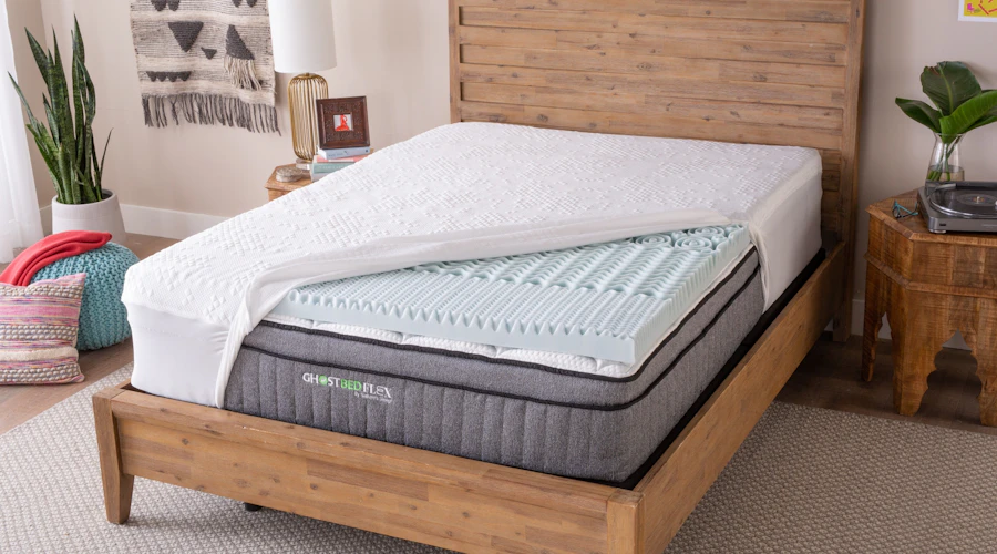 GhostBed Memory Foam Topper on a GhostBed mattress